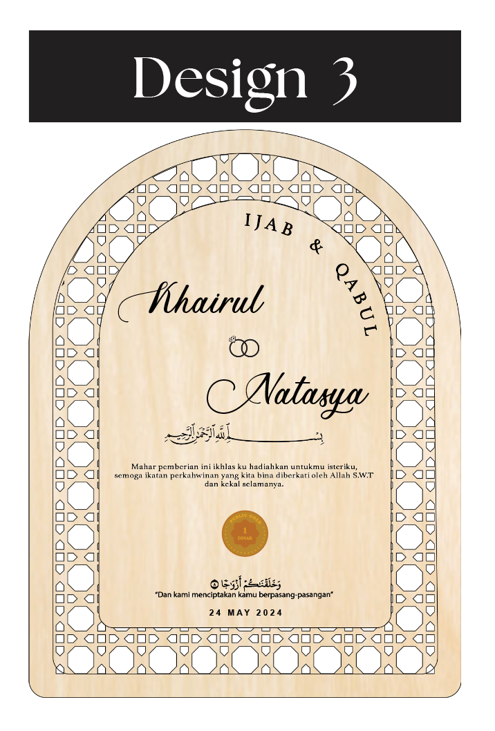 plat mahar mas kahwin