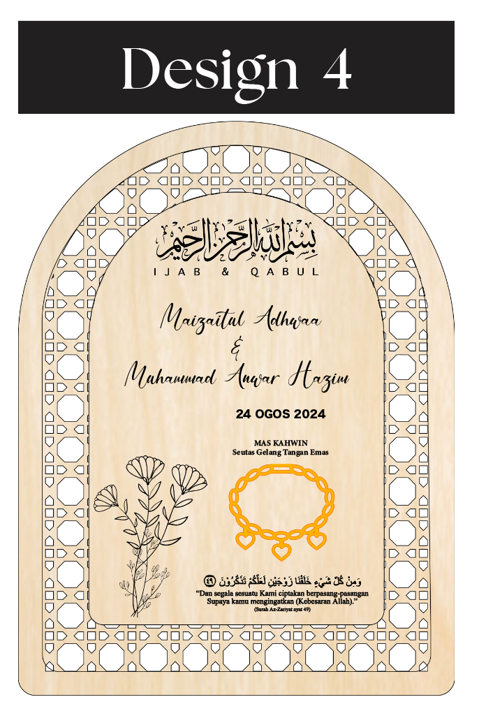 plat mahar mas kahwin