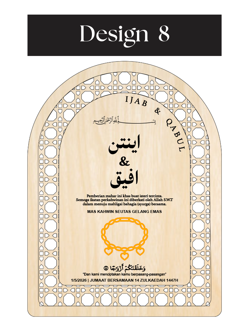 plat mahar mas kahwin